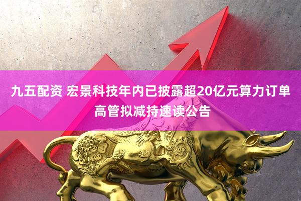九五配资 宏景科技年内已披露超20亿元算力订单 高管拟减持速读公告